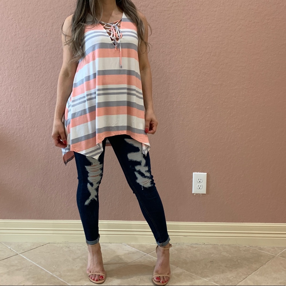 Last 3..🆕Pink Striped Too/Tunic